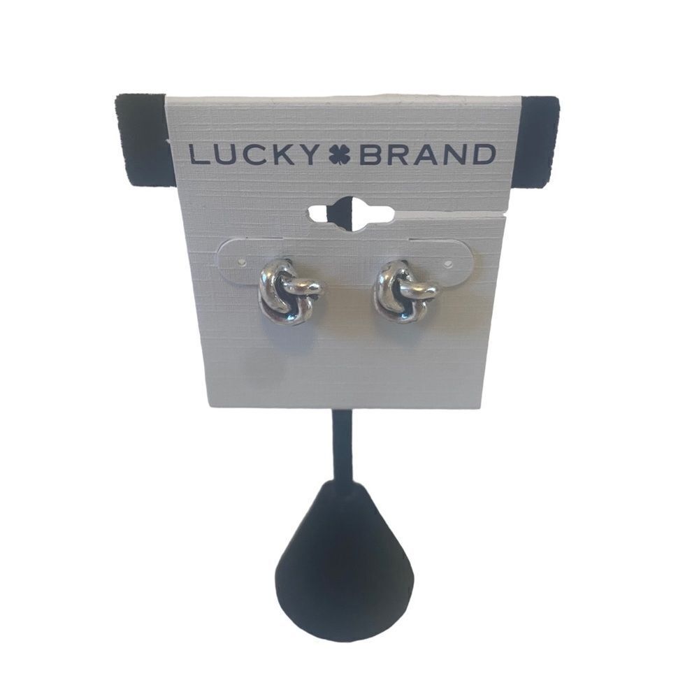Knotted Stud Earring in Silver & Black.
